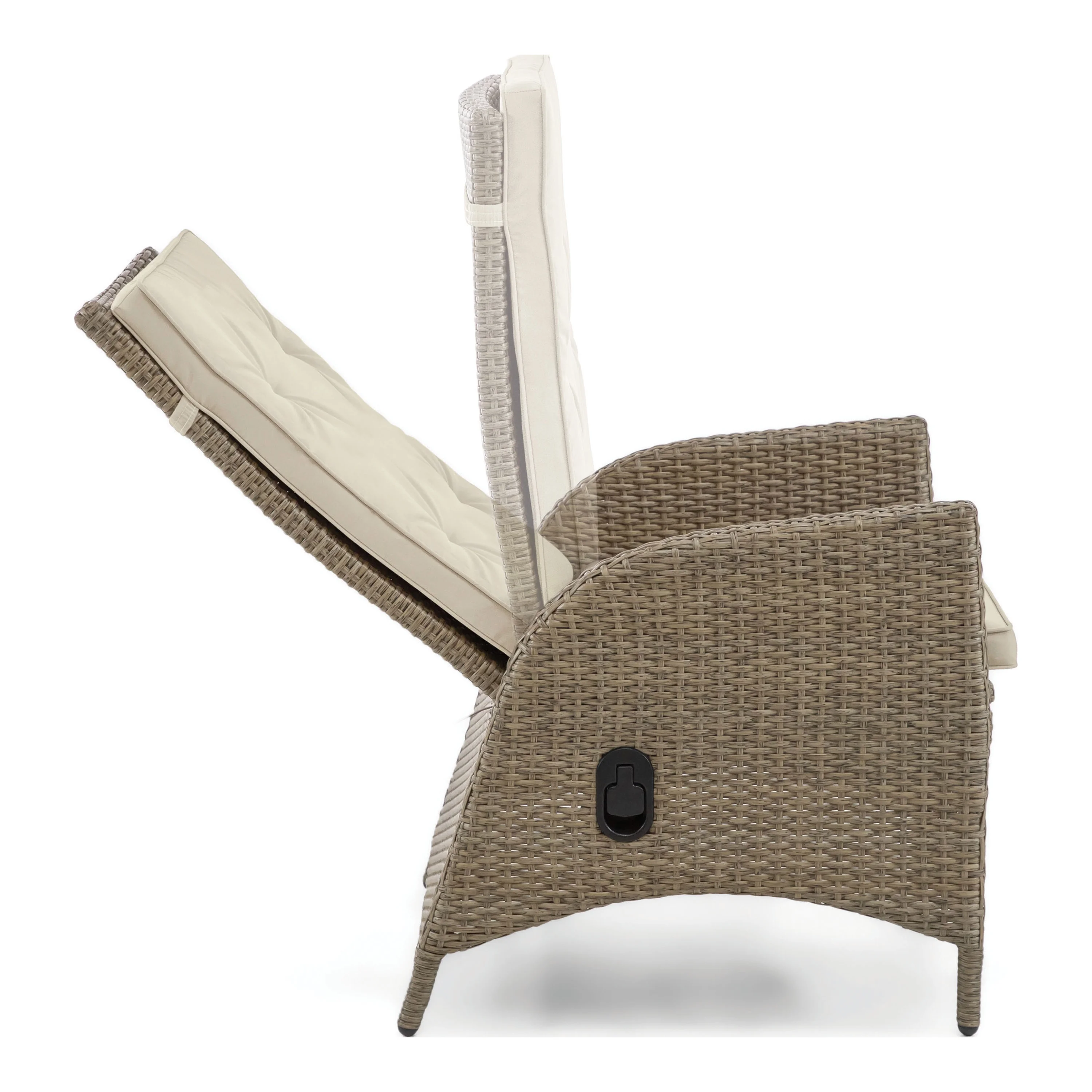 Furniture of America Alami Faux Wicker Patio Reclining Chairs, Set of 2, Beige and Brown