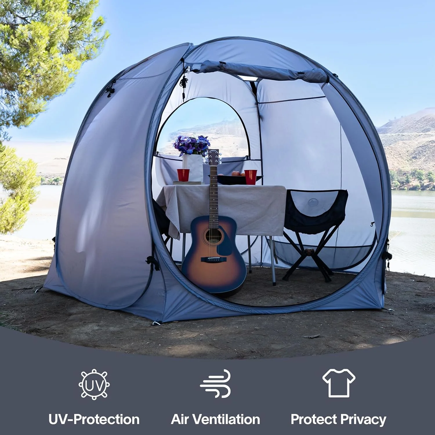 YILAN Multi-Functional Outdoor Pop-Up Sun Shelter Camping Tent Privacy Tent for Beach, UV Protection Changing Room Lightweight Screen Room House for 4 People