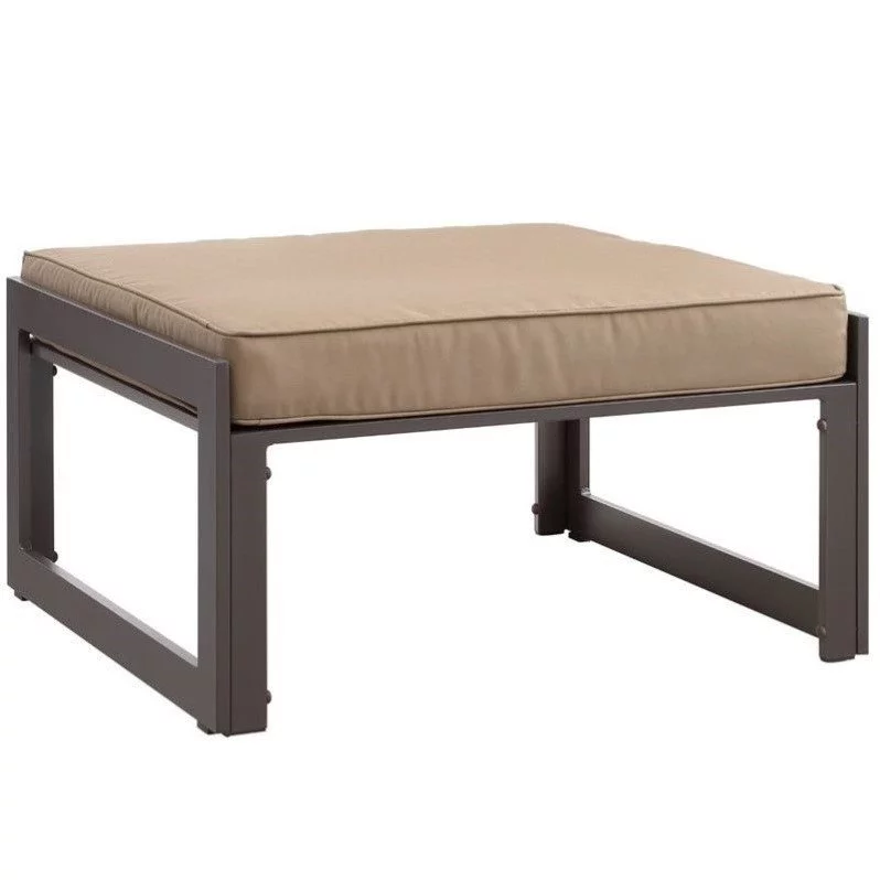 Modway Fortuna Modern Aluminum Patio Ottoman in Brown/Mocha Finish