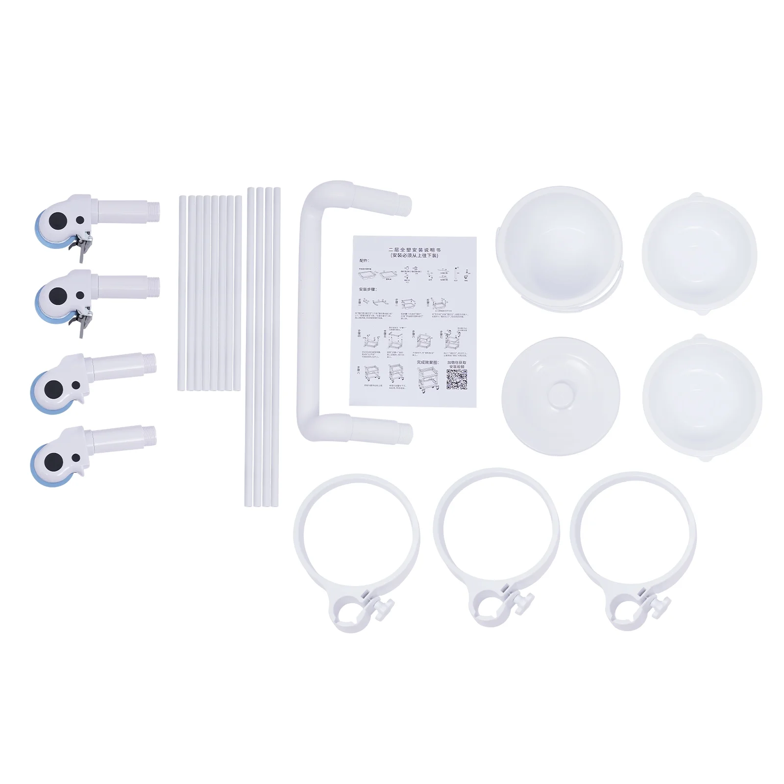 Aiqidi 2 Tier Utility Cart Salon Spa Beauty Trolley Cart Heavy Duty Mobile Rolling Medical Trolley Dental Lab Serving Cart White