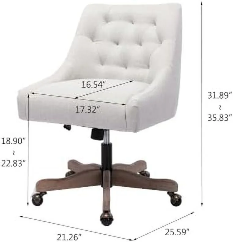 TJCGDTY Comfy Home Office Chair with Curved Backrest  Modern Leisure Adjustable Lift Desk Chair with Solid Wood Base  Swivel Accent Armless Chair for Vanity  Living Room  Bedroom  Dorm  B