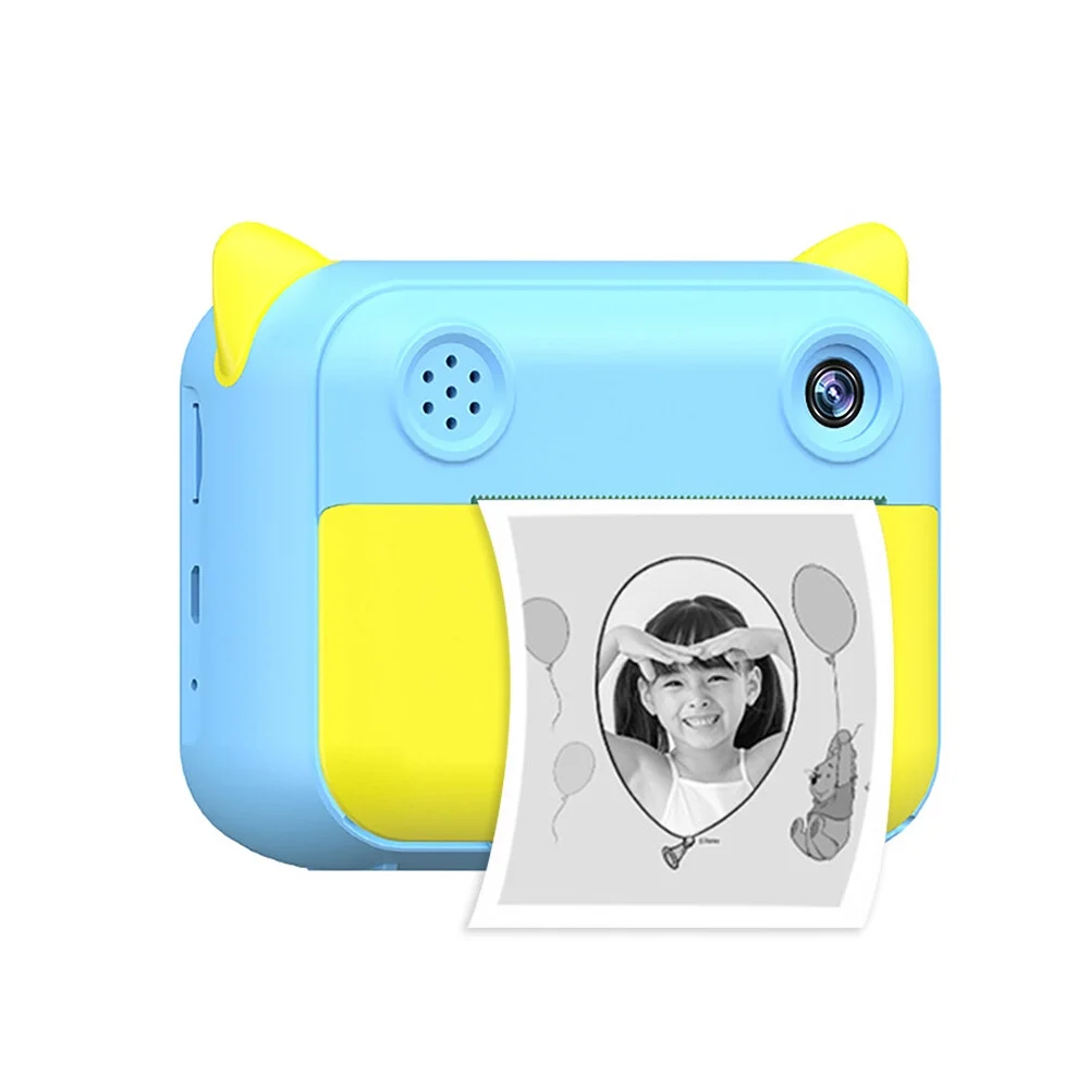 Cute Kids Instant Print Camera 1080P Digital Video Camera Dual Camera Lens 12MP 2.4 Inch LCD Screen Built-in Battery Birthday Festival Christmas Gift for Boys Girls