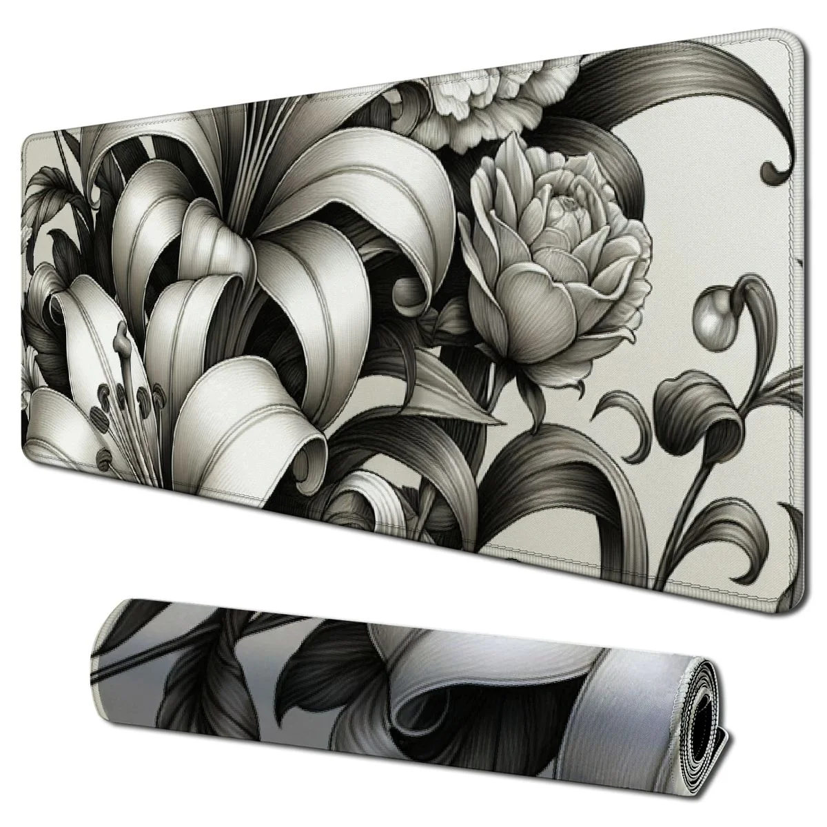 nygtbtfer Mouse Pad, Ergonomic Mouse Pad with Gel Wrist Rest Support, Mousepad with Lycra Cloth, Non-Slip PU Base for Gaming Computer, Laptop, Home, Office & Travel, White 31.5x11.8 in