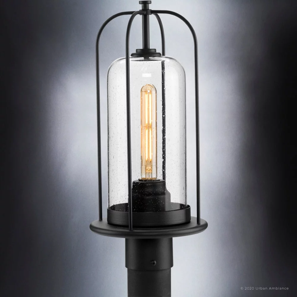 Luxury Farmhouse Post Light, 18.25H x 8.125W, with Industrial Luxe Style, Midnight Black, UHP1304 by Urban Ambiance