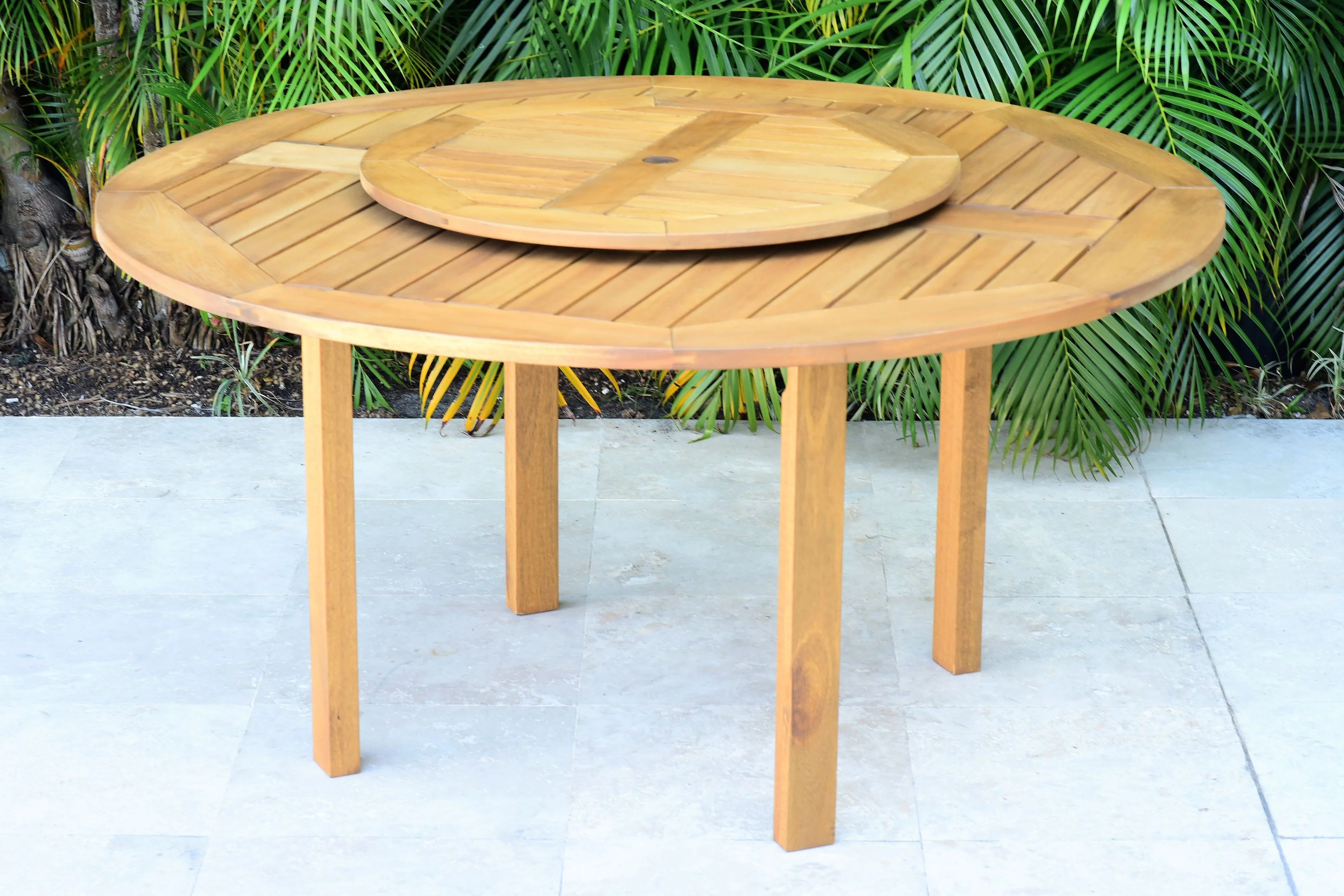 Amazonia Cairo 5 Pieces Lazy Susan Teak Finish Round Patio Dining Set