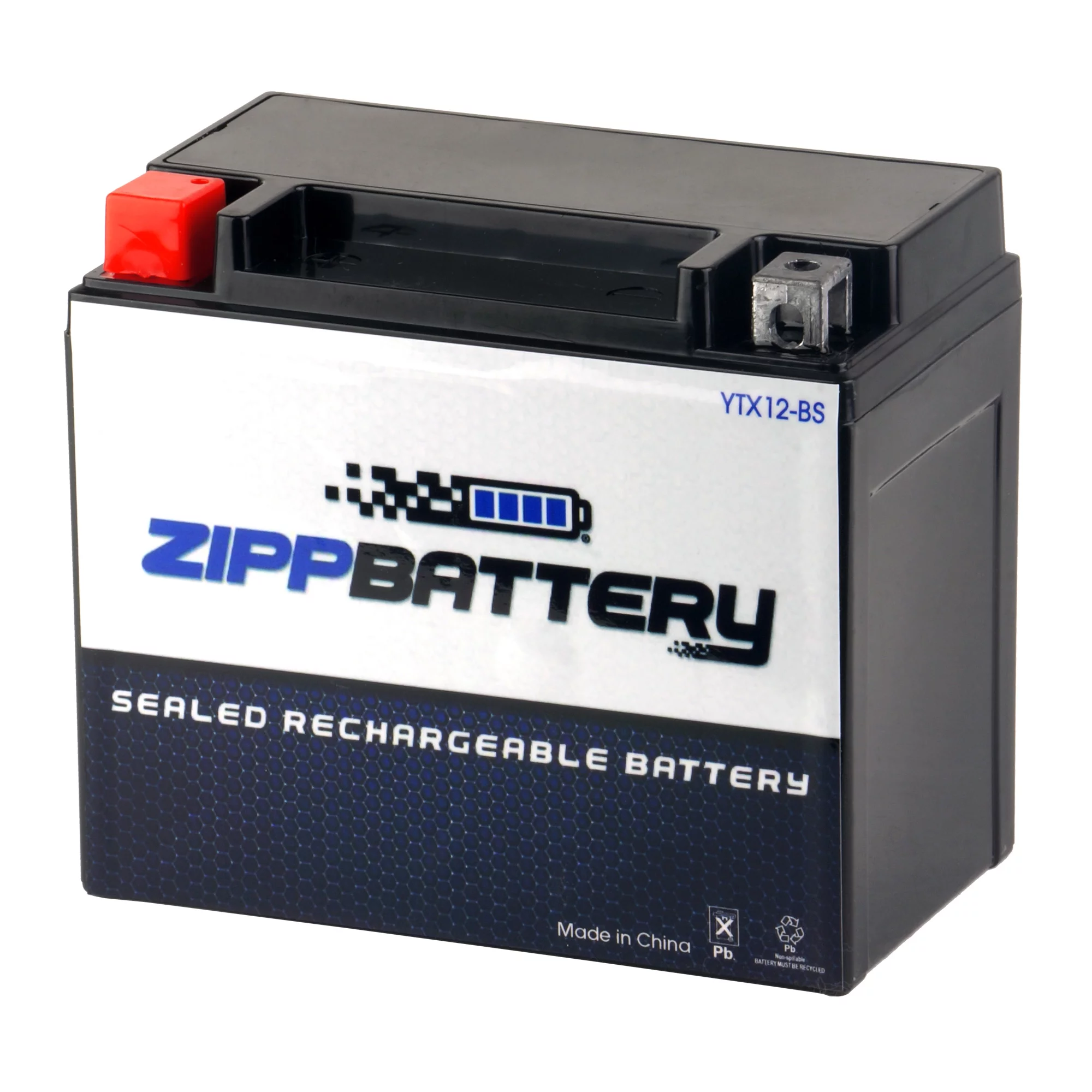 Zipp Battery YTX12-BS (12-BS 12 Volt,10 Ah, 180 CCA) Atv Battery for Polaris 200cc Phoenix Sawtooth 2008
