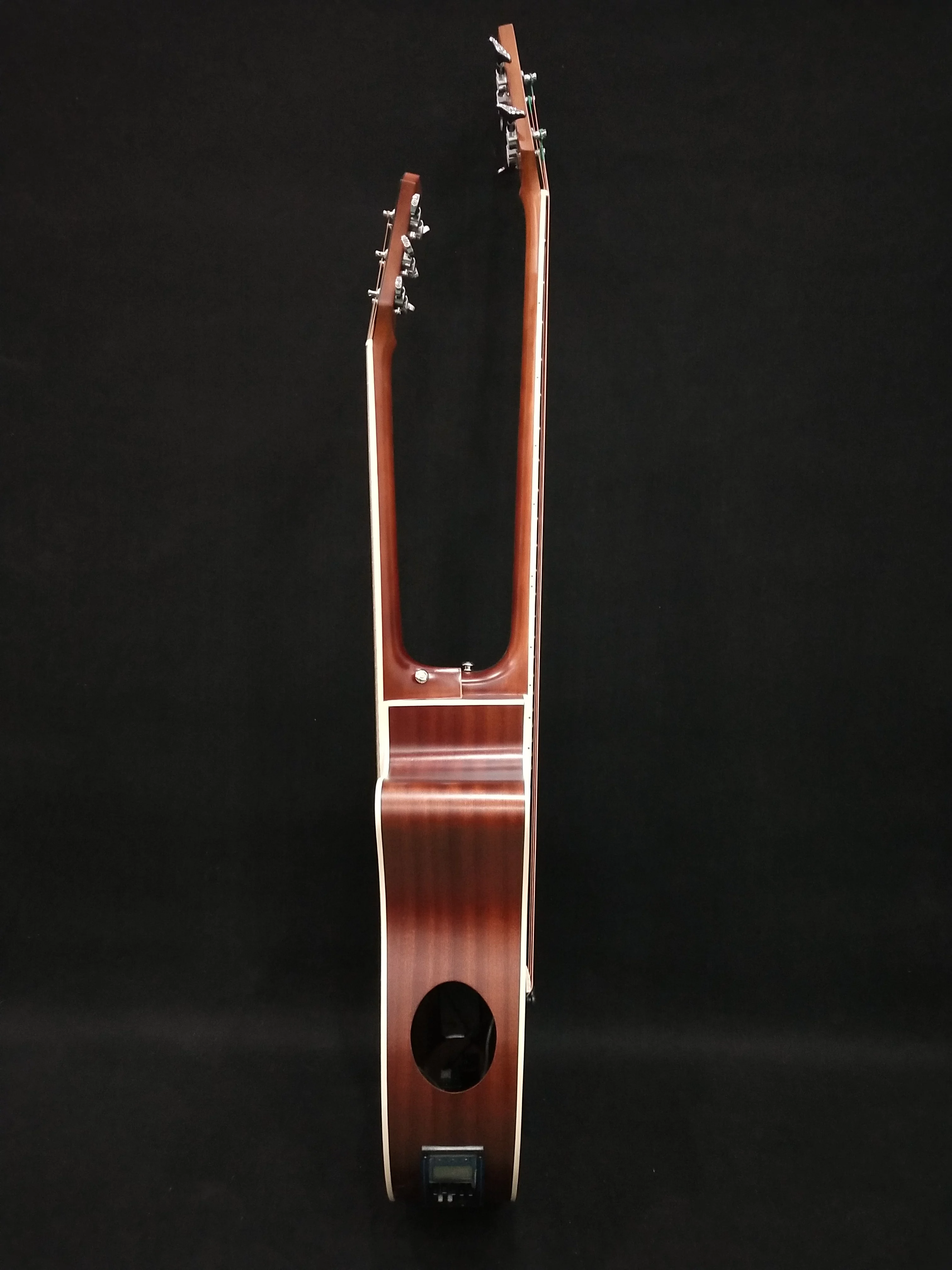 Busuyi Acoustic Electric Guitar 4 String Bass 6 String Lead Acoustic, Travel Acoustic Guitar with Classical Metal Heel 41 inch Bass Guitar, 39inch Acoustic, Double Neck Guitar (BlackBrown)  All Levels