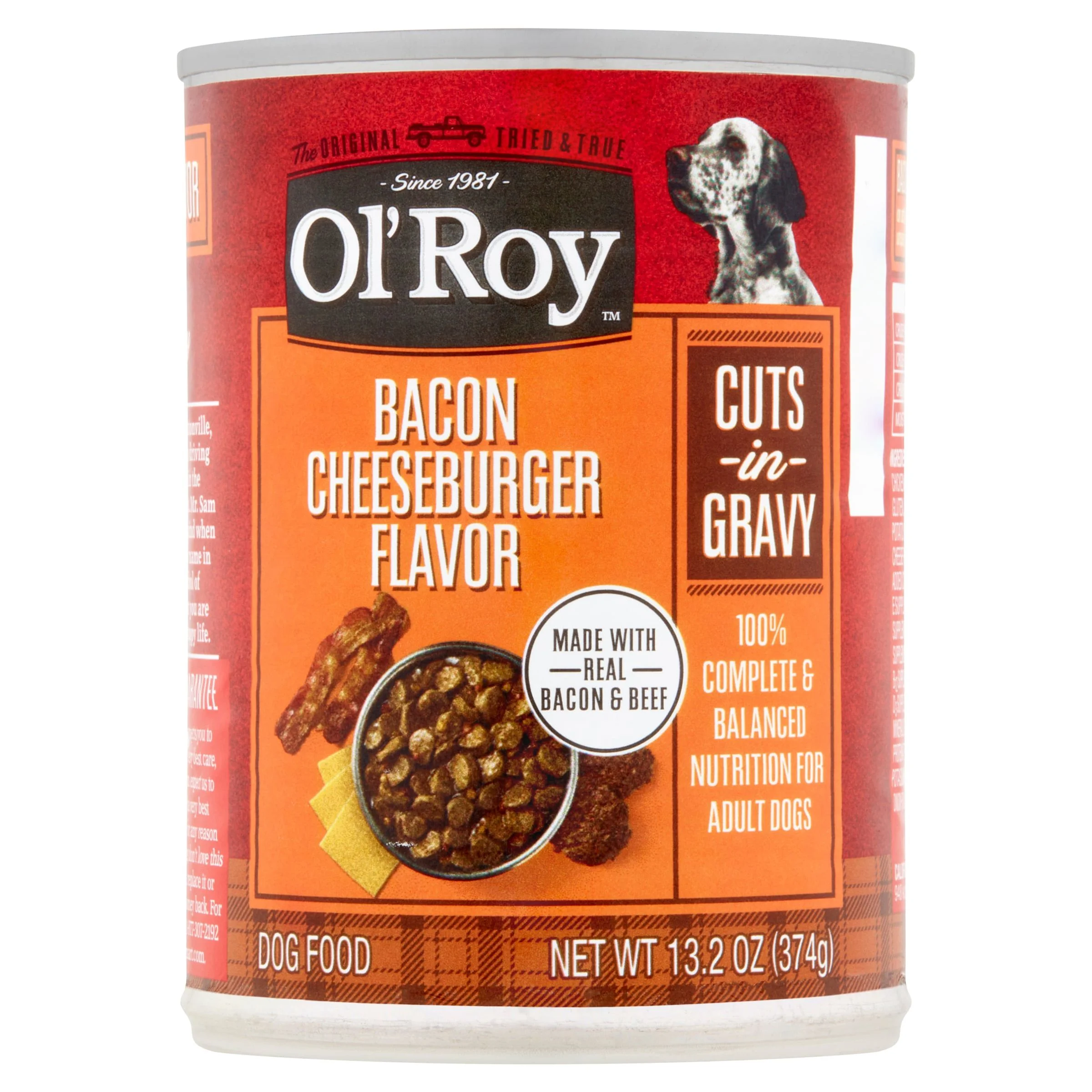 (4 pack) Ol' Roy Bacon Cheeseburger Flavor Cuts in Gravy Wet Dog Food, 13.2 oz Can