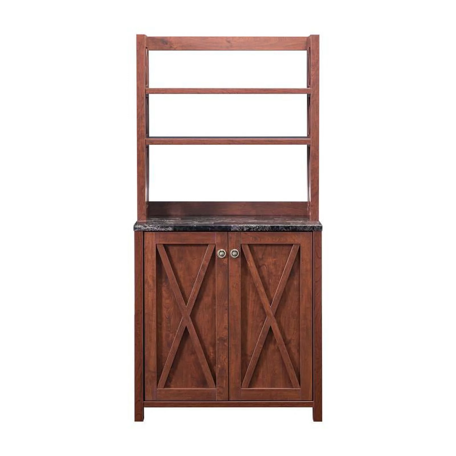 Bowery Hill Farmhouse Wood Multi-Storage Kitchen Cabinet in Walnut