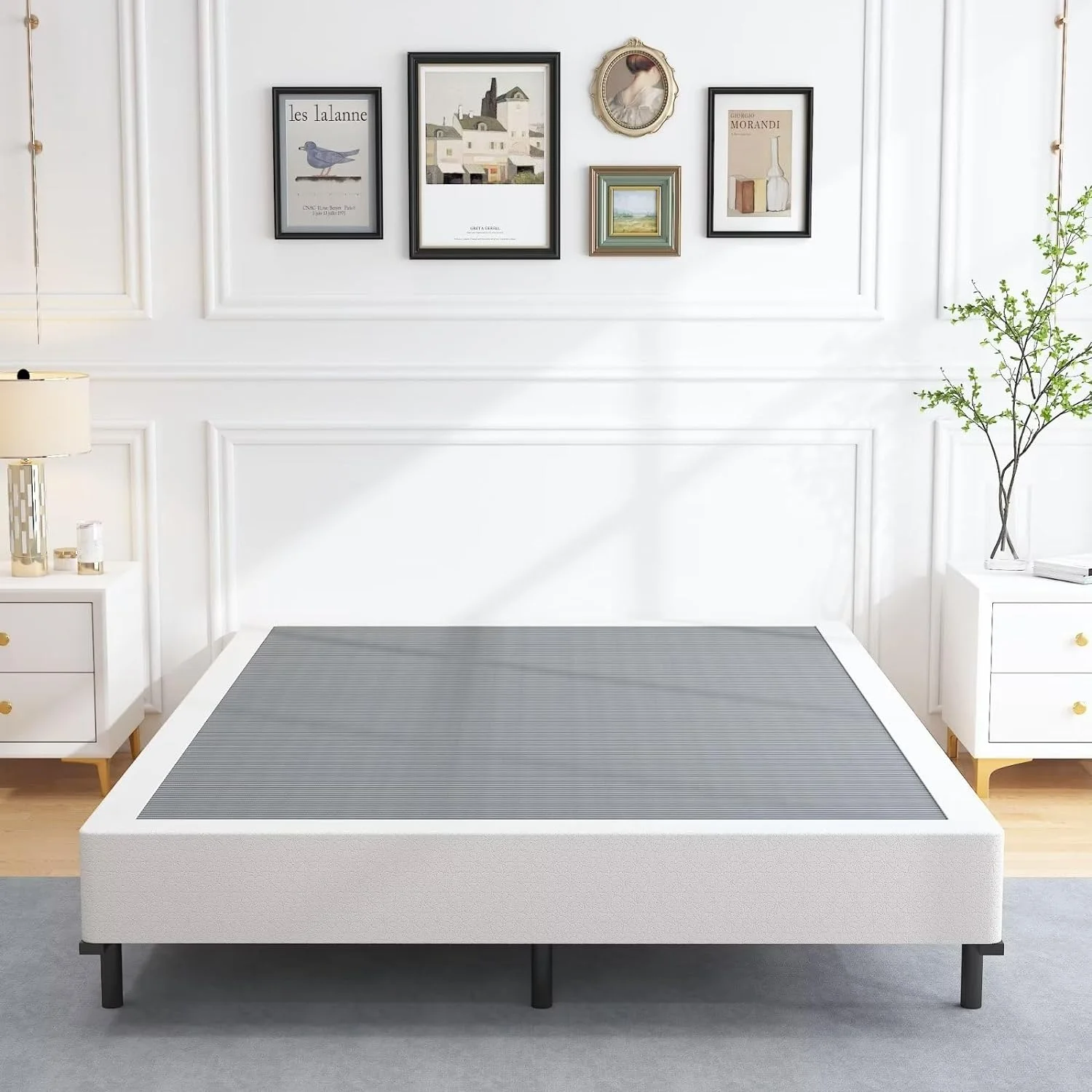 YILAN 9 Inch Heavy Duty Metal Box Spring Mattress Foundation 3000lbs Max Weight Capacity/Non-Slip/No Noise/Easy Assembly/Easy Clean Cover,California King