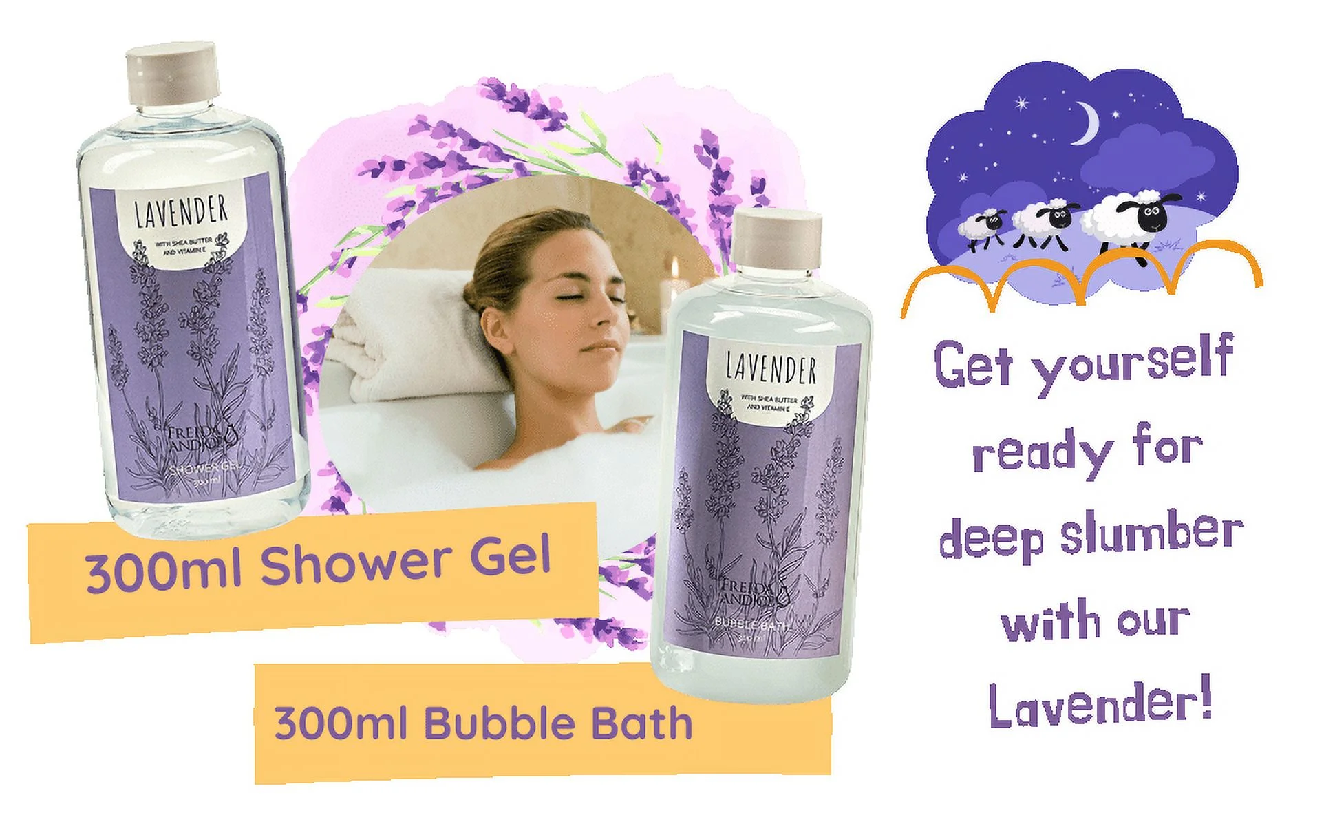 Freida & Joe Lavender Fragrance Bath & Body Spa Gift Set Basket - Gift for Her Luxury Body Care Mothers Day Gifts for Mom