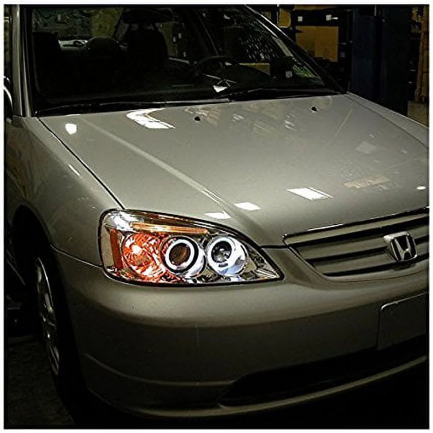 Spec-D Tuning 2LHP-CV01-TM Honda Civic Halo Chrome Clear Projector Led Head Lights