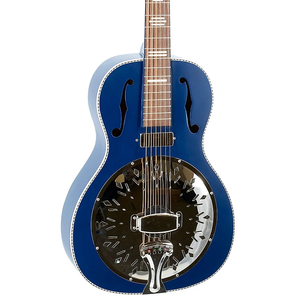 Recording King 6 String Resonator Guitar, Right, Wabash Blue RPH-R2-E-MBL