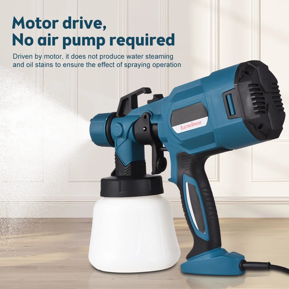 OWSOO Paint Sprayer 800W High  3 Copper Nozzles 3 Spray Patterns 900ml Container