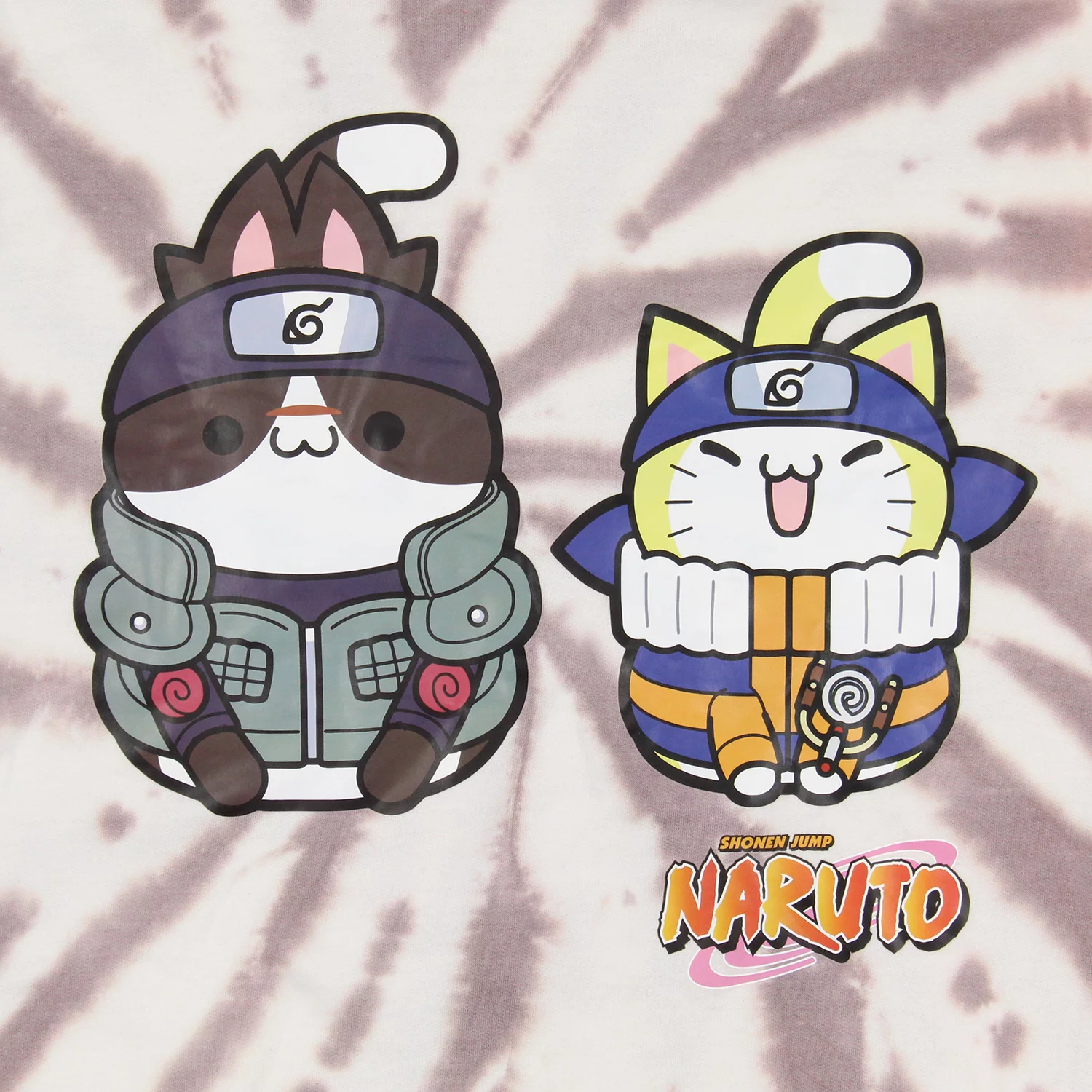 Naruto Nyruto Men's Naruto and Iruka Cats Tie-Dye Pullover Sweatshirt (SM)