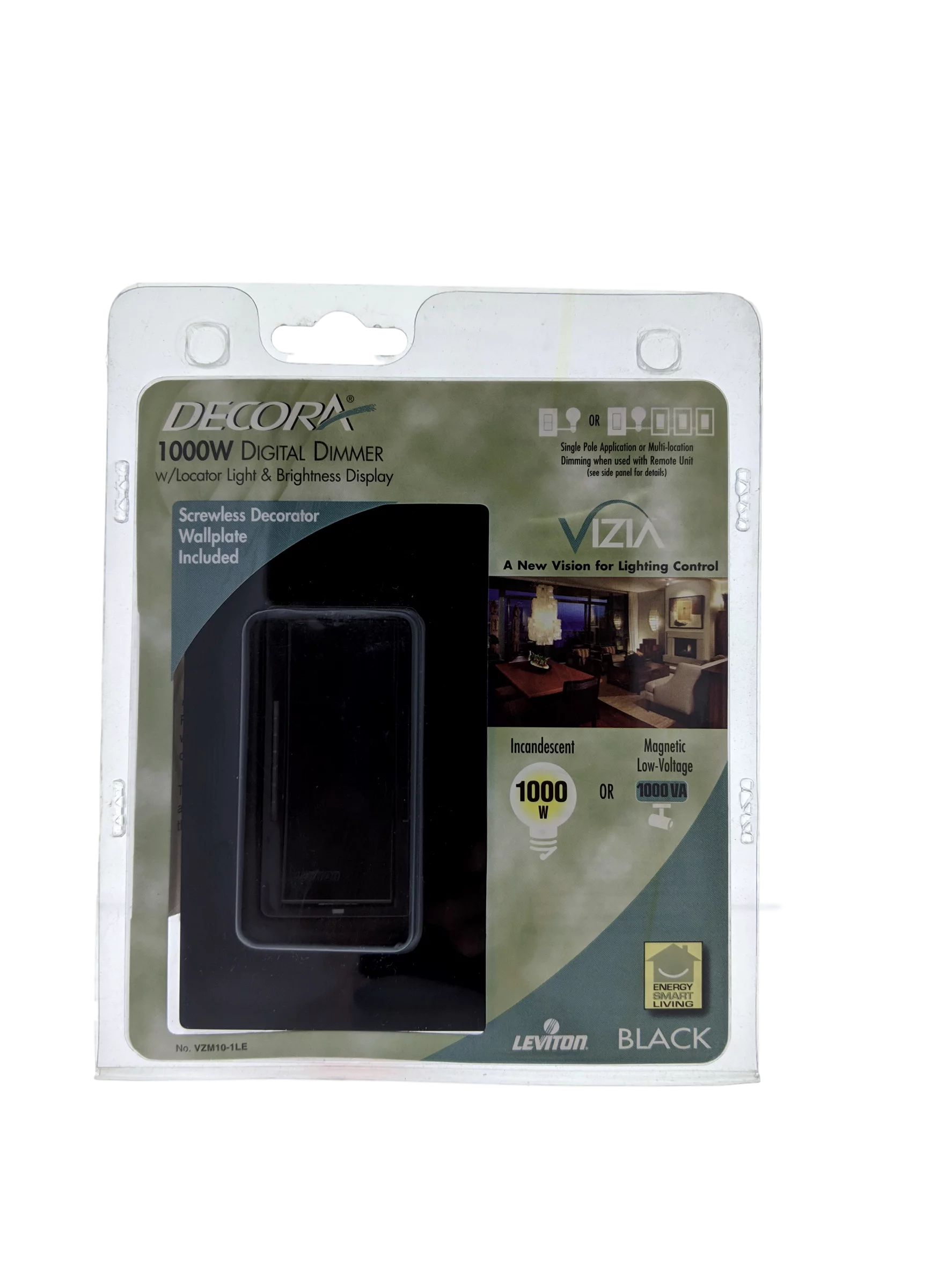 Leviton Black Vizia Low Voltage Dimmer Switch VZM10-1LE