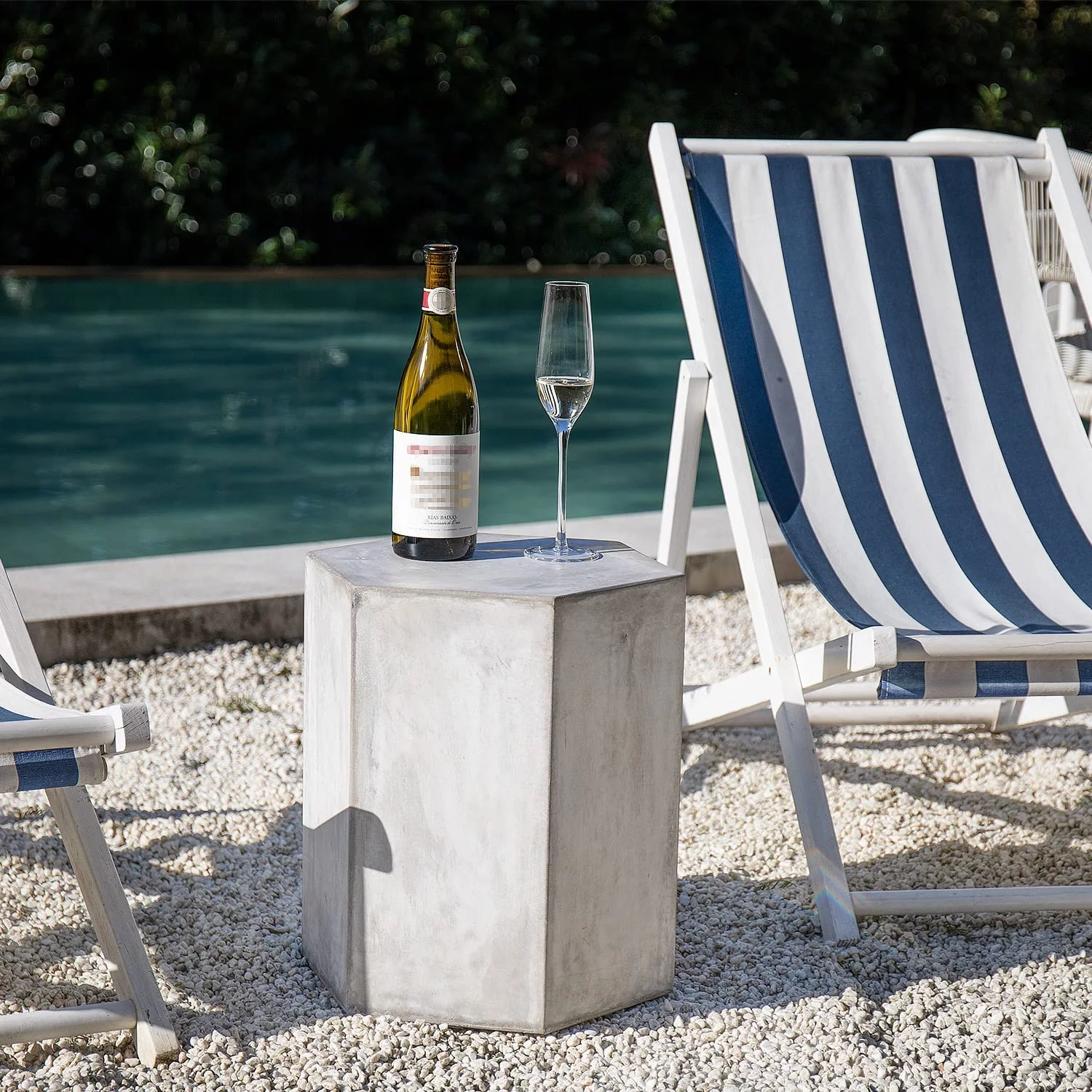 COSIEST Concrete Accent End Table, Hexagonal Shape Side Table, 14.5x12.5x16