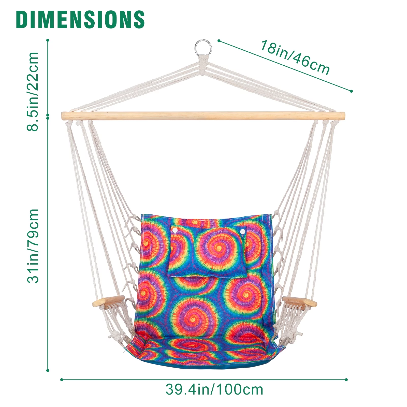 Hanging chair with Pillow & Arms-TieDye