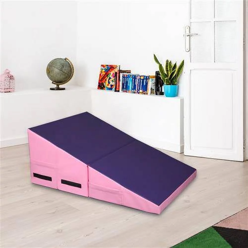 UBesGoo Kids Folding Mixed Colors Incline Mat, 32.7 x 23.6 x 13.4in Slope Gymnastics Wedge Cheese Mat