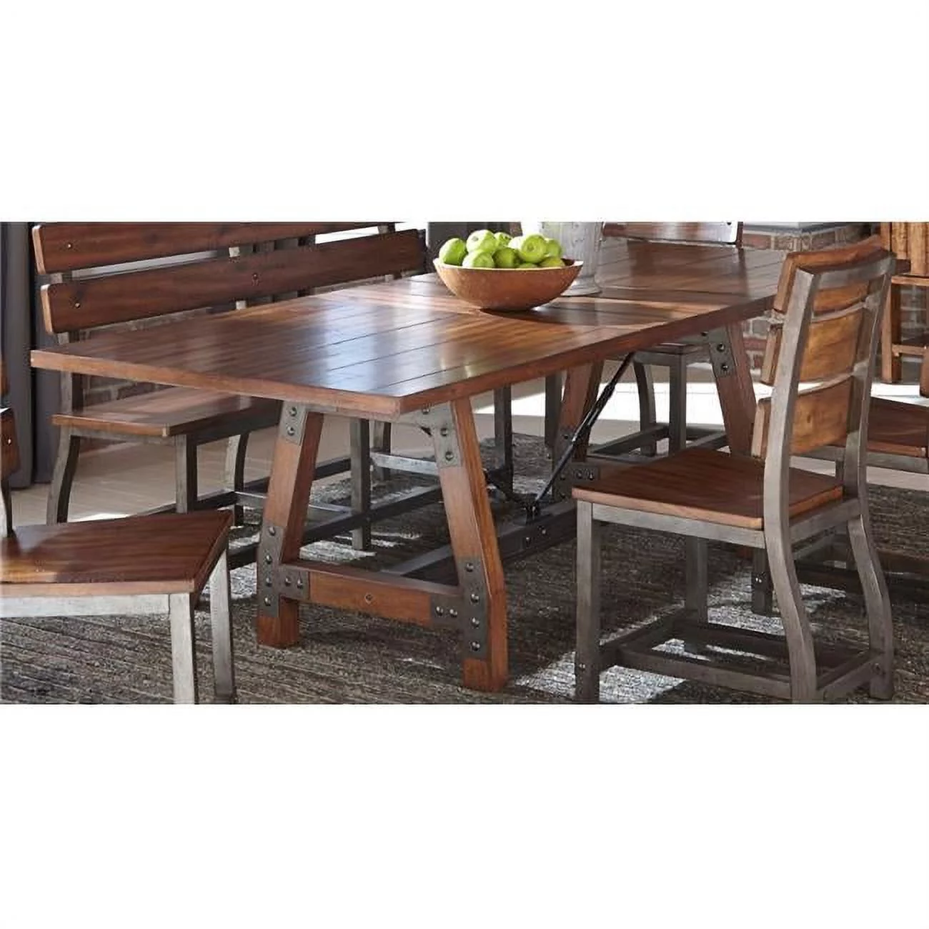 29 x 94.5 x 39 in. Holverson Dining Table with 24 in. Extension Leaf - Rustic Brown Milk Crate