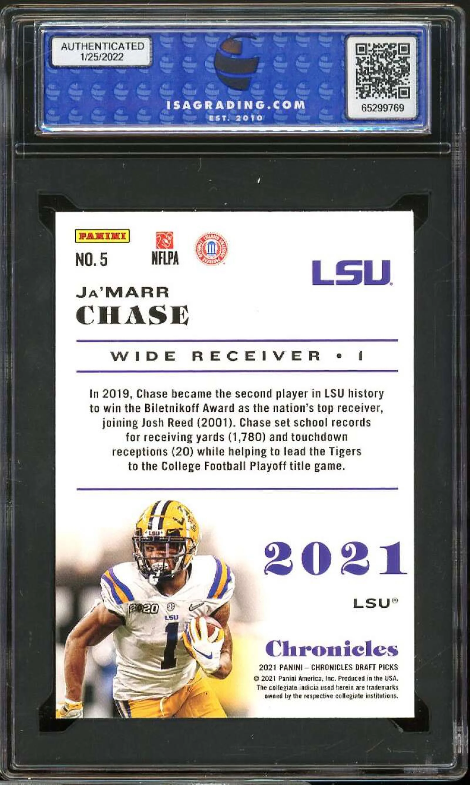Ja'Marr Chase Rookie Card 2021 Panini Chronicles D.P. #5 ISA 10 GEM MT