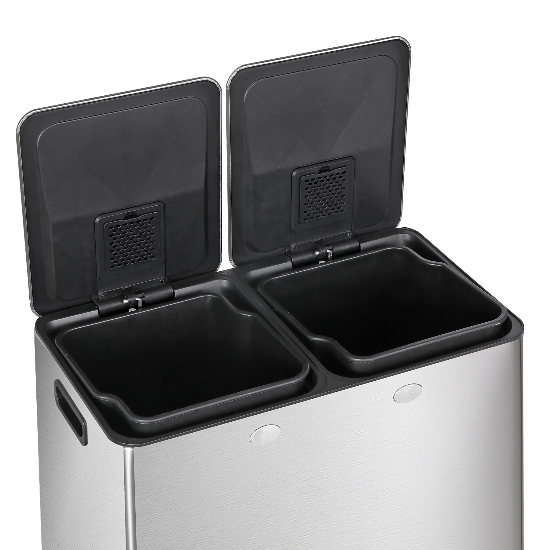 ZENSTYLE 2 x 8-Gallon Trash Can Stainless Steel Kitchen Garbage Can with Step Pedal - Silver