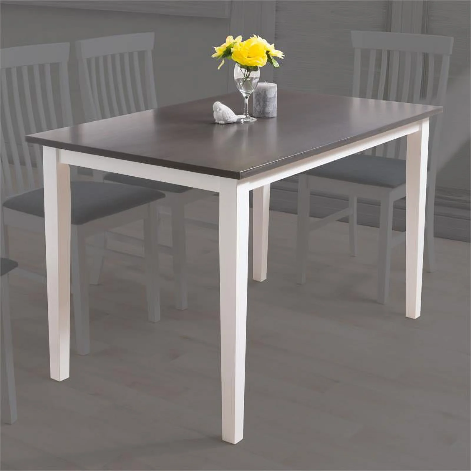 Pemberly Row Modern Two Tone Gray and White Wood Dining Table