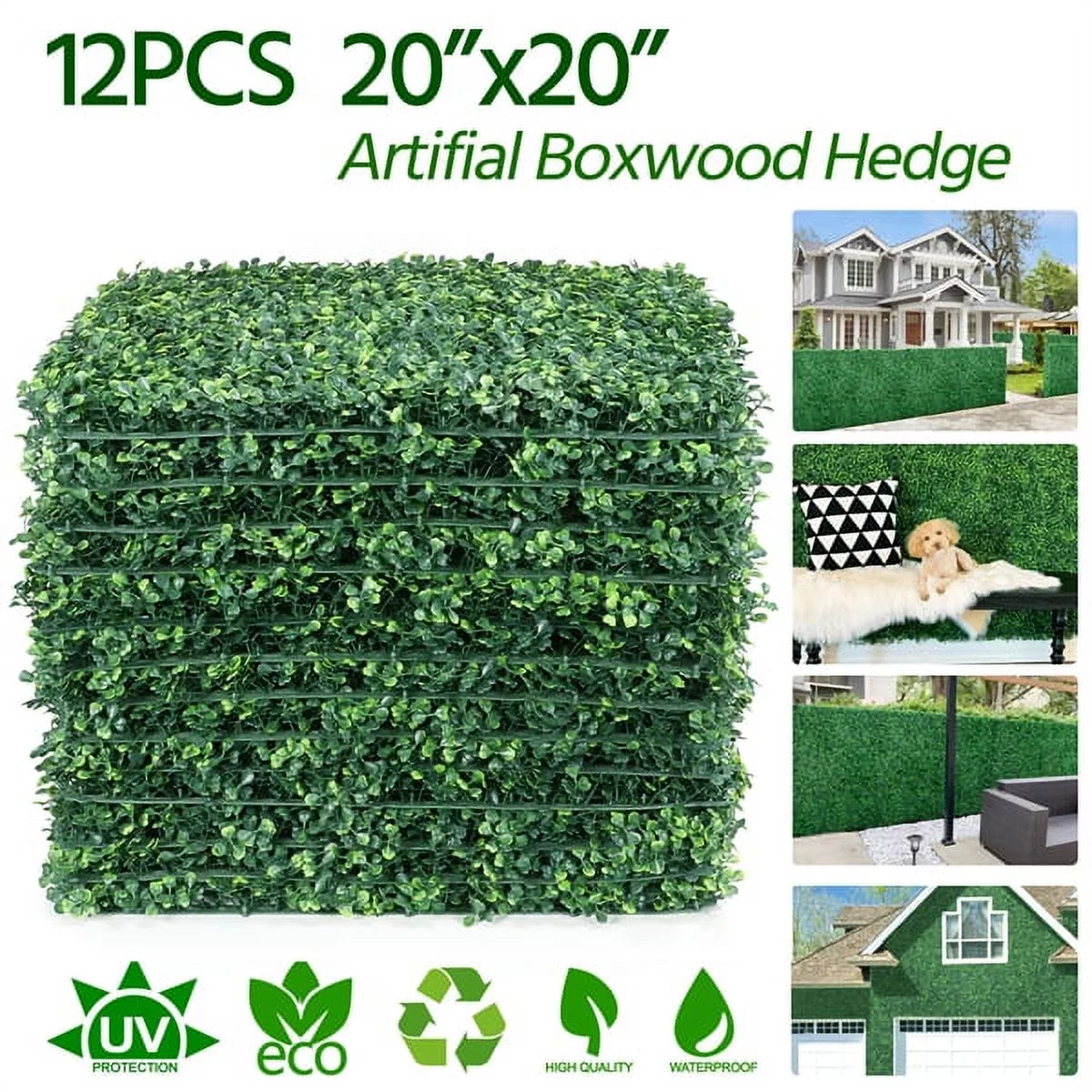 Topeakmart 12PCS 20'' x 20'' Artificial Boxwood Hedge Panel Decorative Fence Wall Plant for Garden
