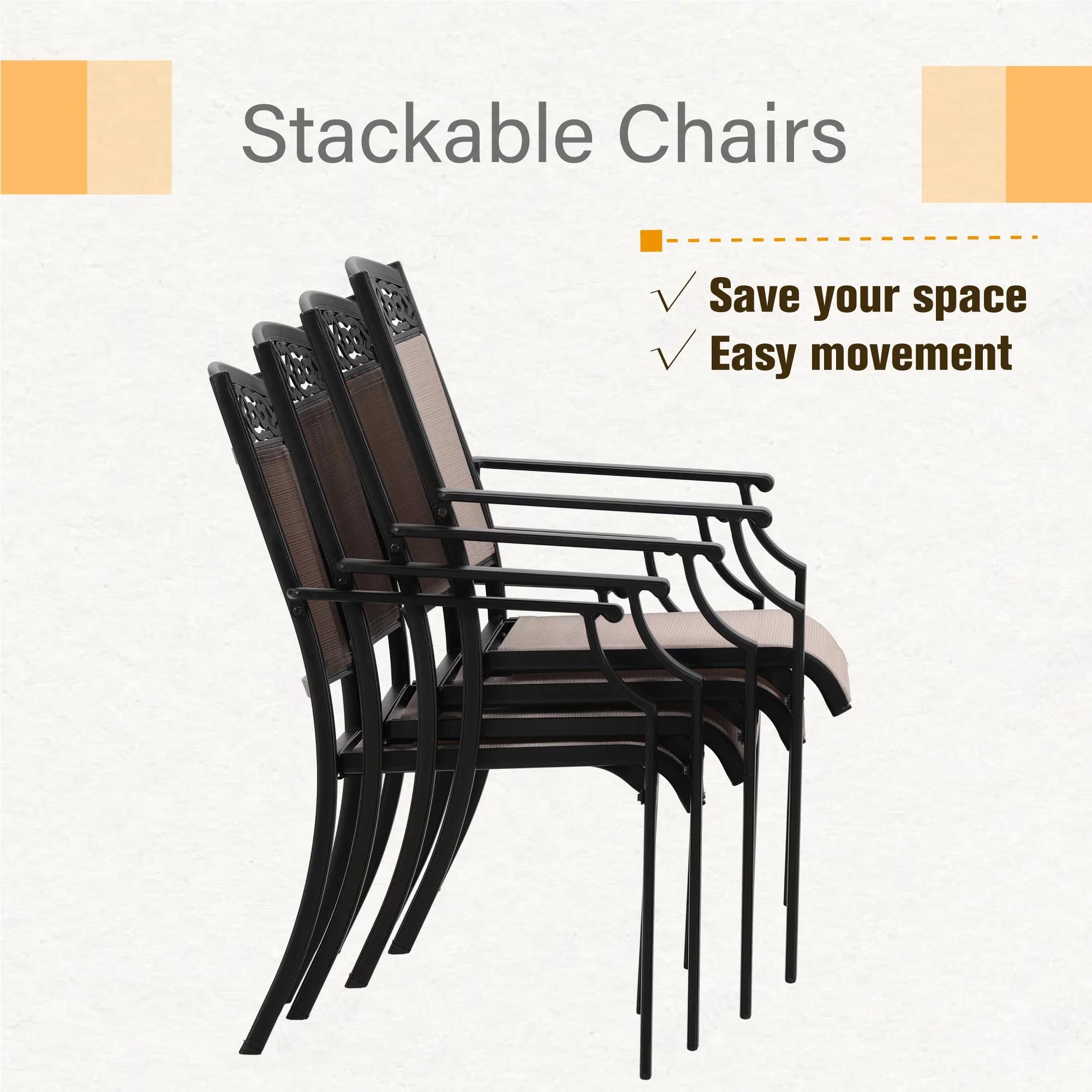 Sophia&William 7 Pieces Patio Dining Set Aluminum Chairs and Steel Table Set