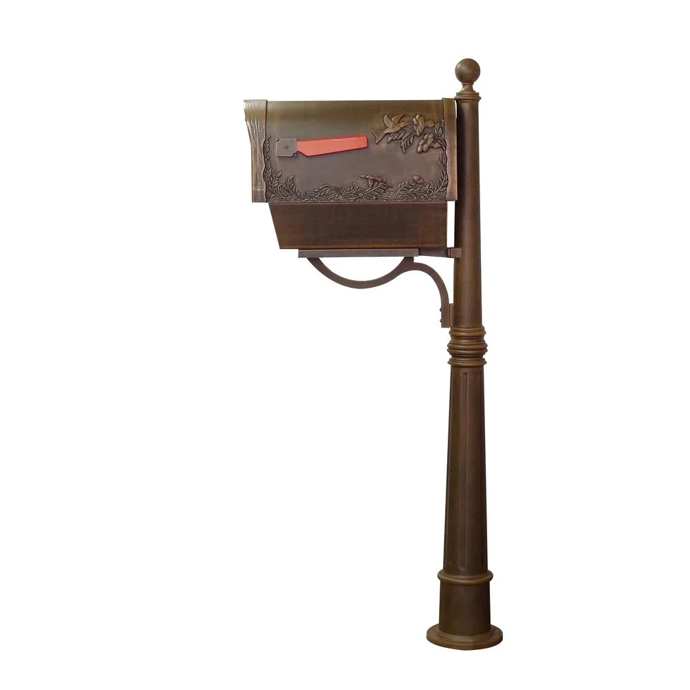 Special Lite Products Hummingbird Curbside Mailbox with Newspaper Tube and Ashland Mailbox Post