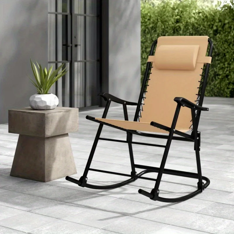 Flamaker Steel Outdoor Rocker Chair,Collapsible