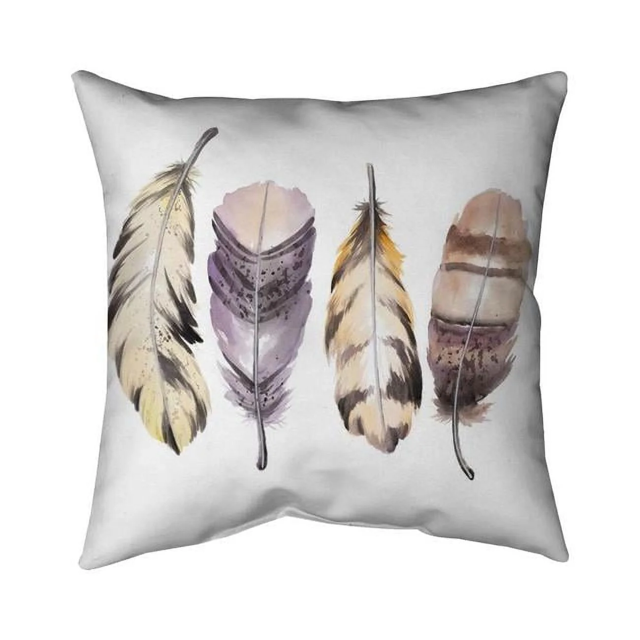 Begin Home Decor  16 x 16 in. Purple Feather Set-Double Sided Print Indoor Pillow Cover