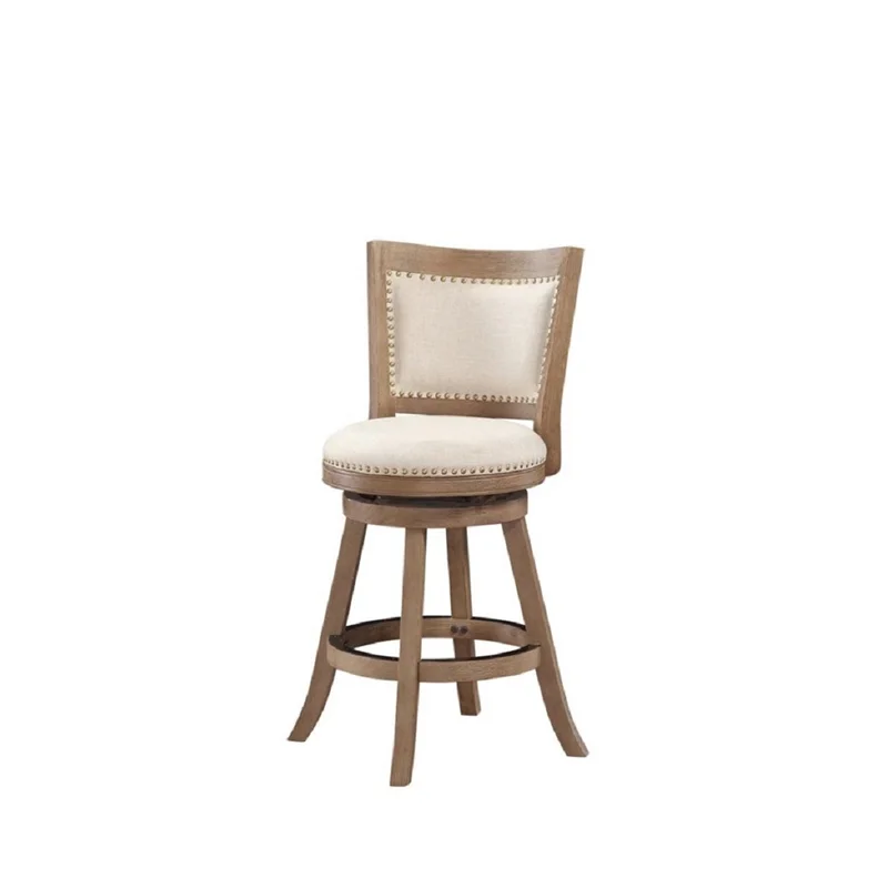 Boraam Melrose Swivel Counter Stool - Driftwood Wire-Brush & Ivory