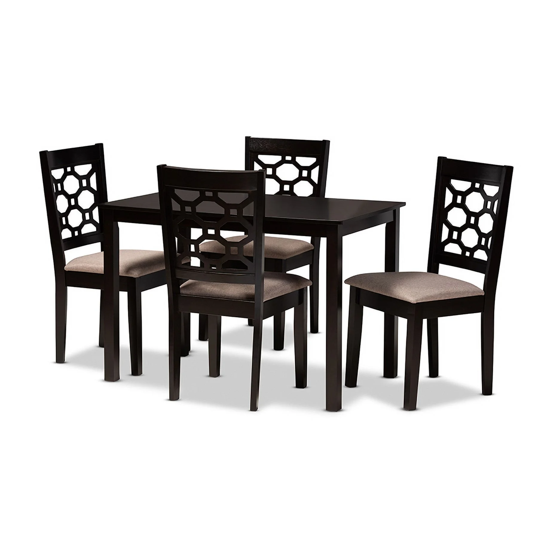 Baxton Studio Henry Modern and Contemporary Sand Fabric Upholstered and Dark Brown Finished Wood 5-Piece Dining Set