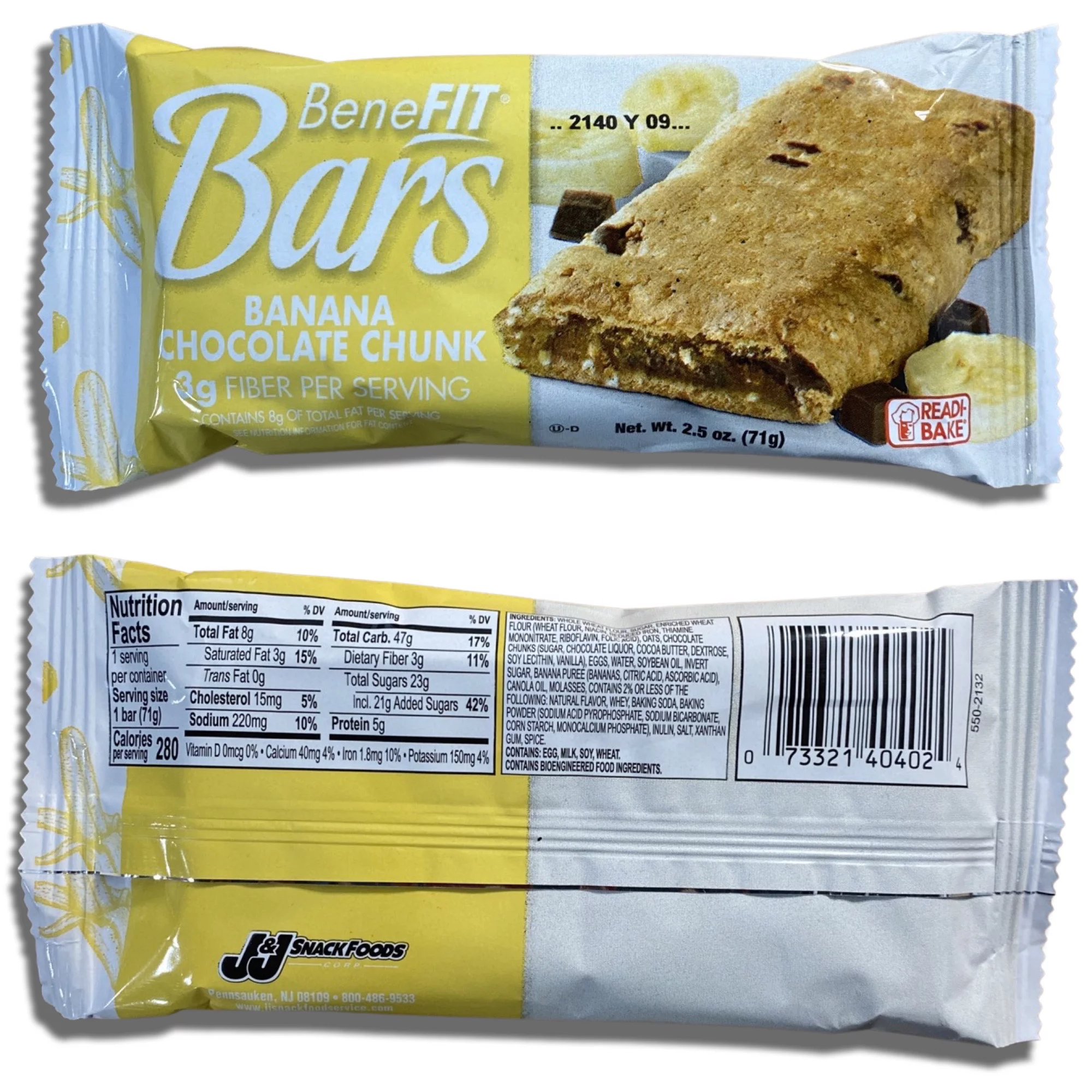 (5 pack) Banana Chocolate Chunk BeneFit Bars by Readi-Bake Bundled by Tribeca Curations | 2.5 Ounce | Value Pack of 12