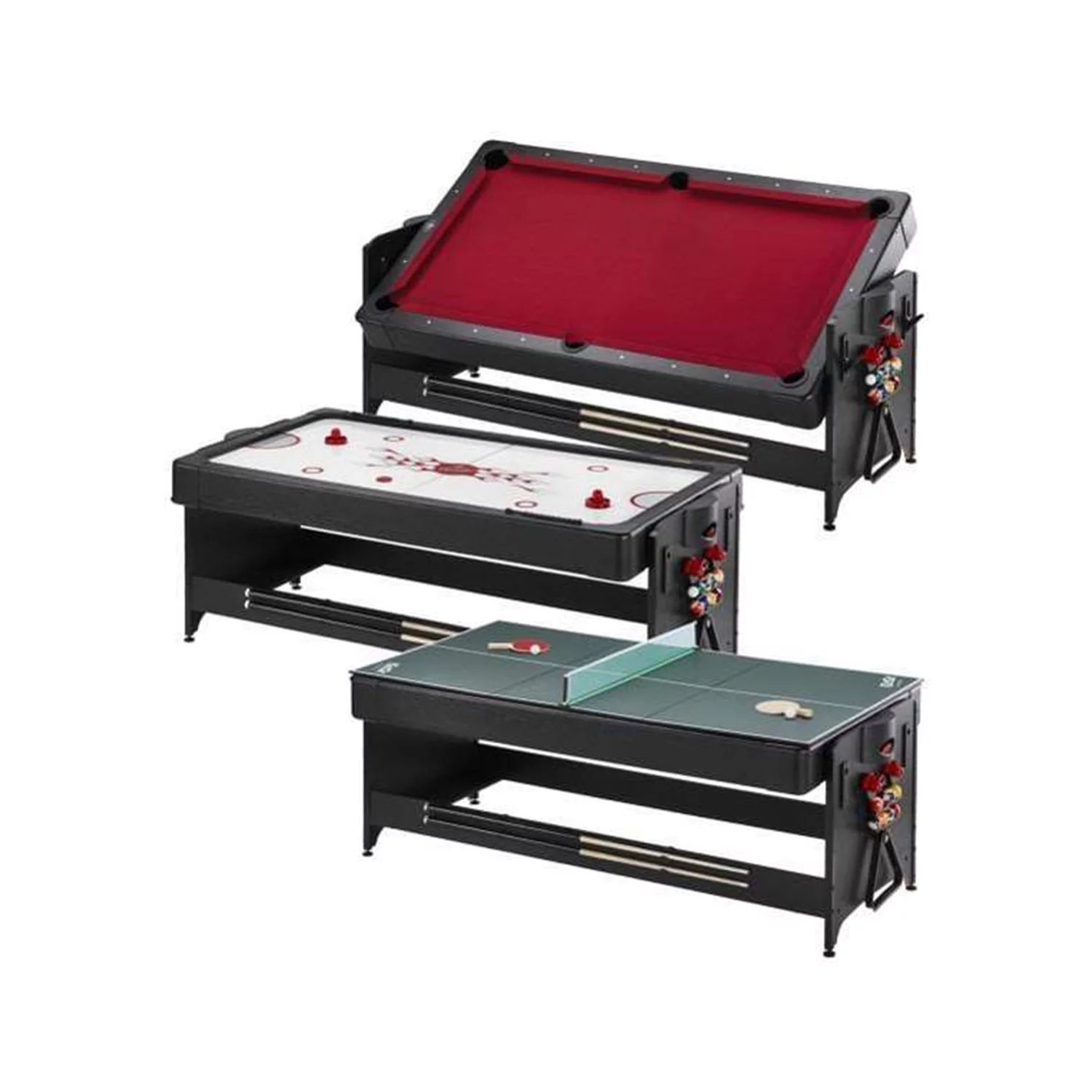 Fat Cat Original 3 in 1 Air Hockey, Billiards, & Table Tennis Table, Burgundy