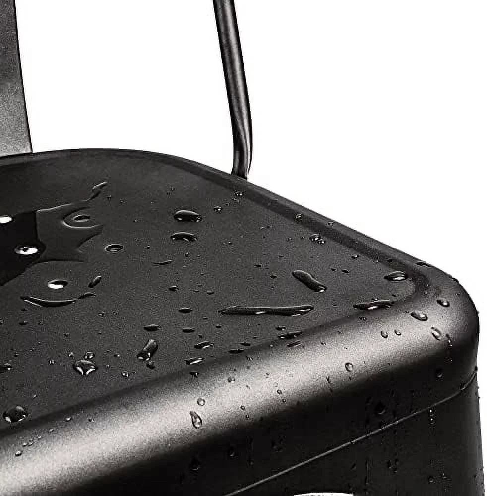 TJCGDTY Metal Indoor-Outdoor Use Stackable Kitchen Trattoria Side Chic Dining Bistro Cafe Chairs with Back Set of 4 (Distressed Blue)