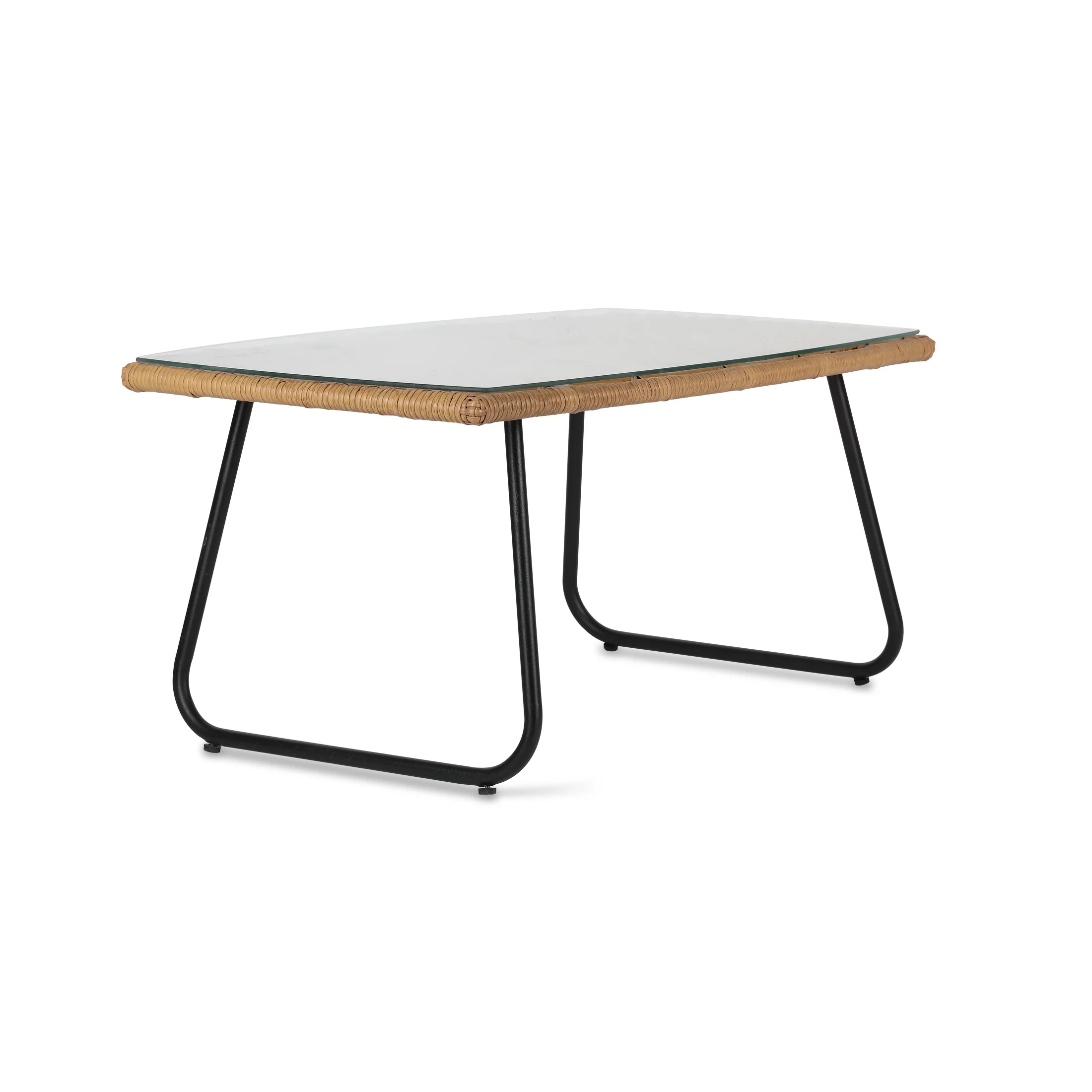 WestinTrends 4-Piece Outdoor Patio Rattan Wicker Conversation Set, Beige