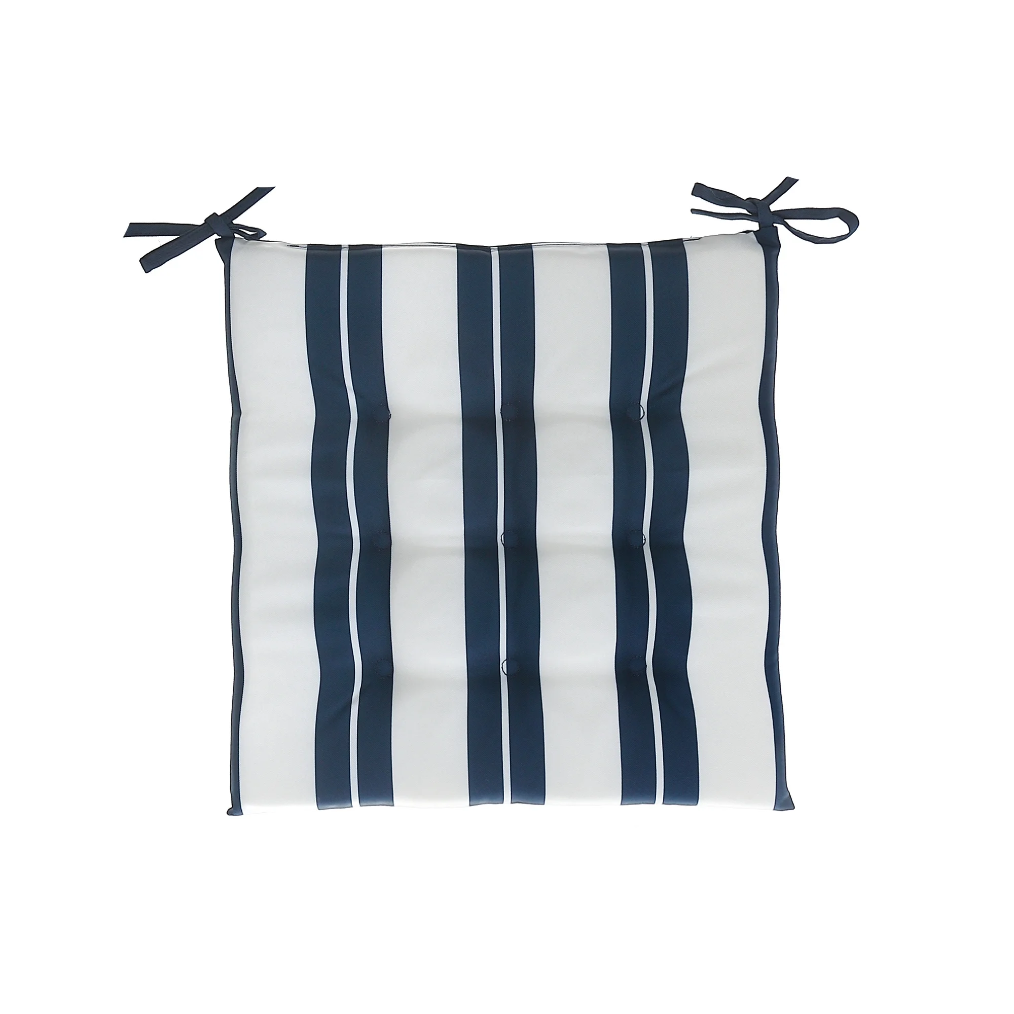 Maison Concepts Boston Outdoor Cabana Stripe Tufted Chair Pad Navy Blue 22 X 22 (Blue) 21.65