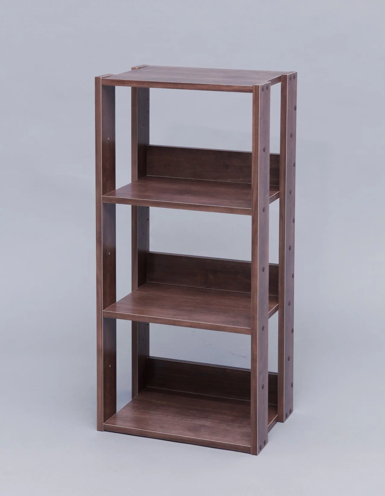 IRIS USA 3 Tier Height Adjustable Wooden Bookshelf, Simple Narrow Bookcase, Natural Shelving, Dark Oak