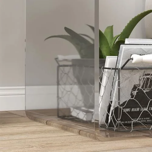 YFbiubiulife 14" Long 2-Tier Rectangle All Acrylic 15mm Thick Waterfall Coffee Table  Clear