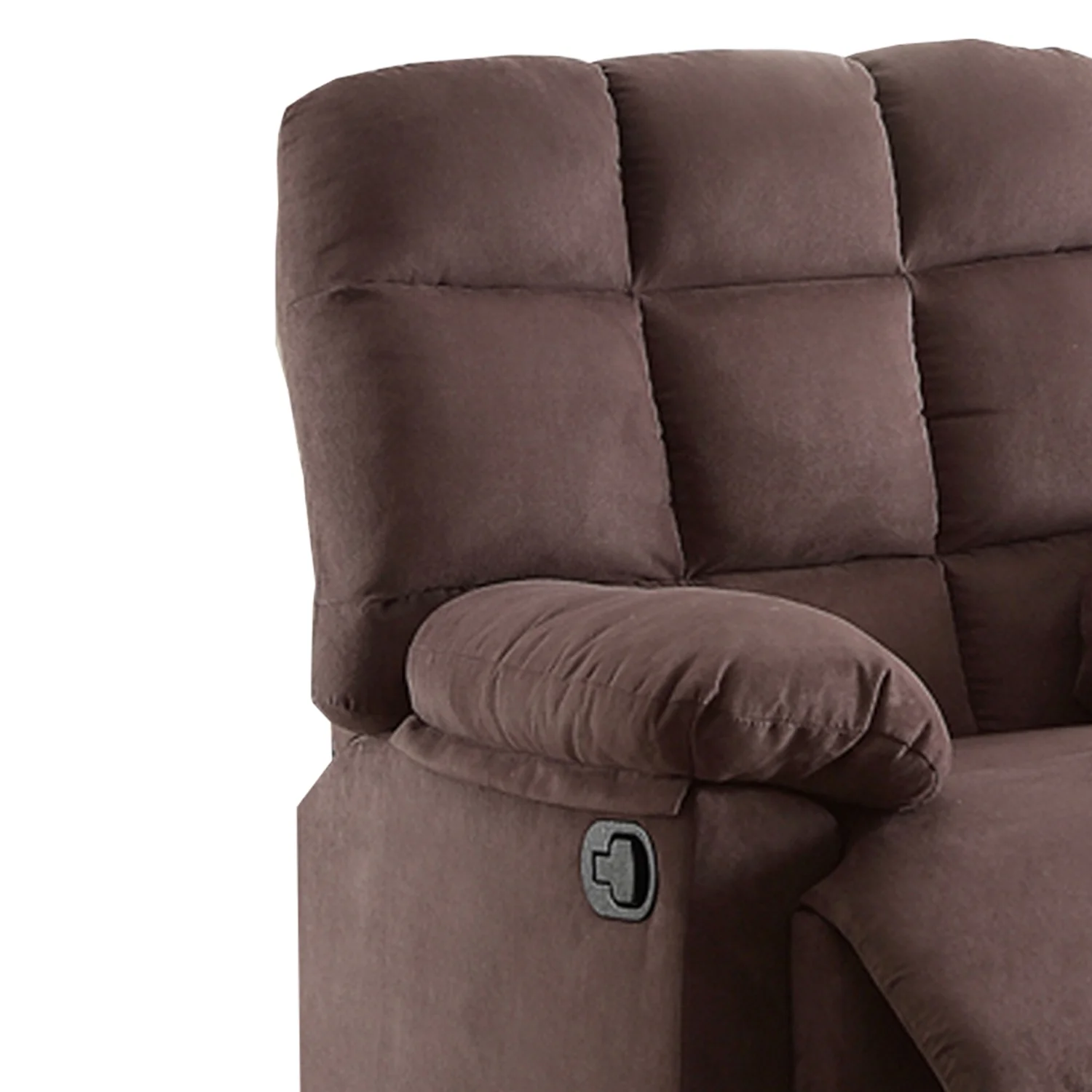Maykoosh Bohemian Bliss Plush Cushioned Recliner With Tufted Back And Roll Arms In Saddle Brown