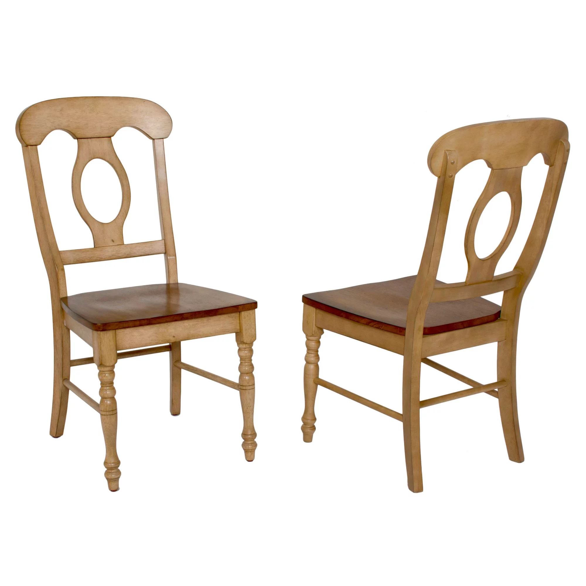The Hamptons Collection Set of 2 Brown Handcrafted Wooden Dining Chairs 38”