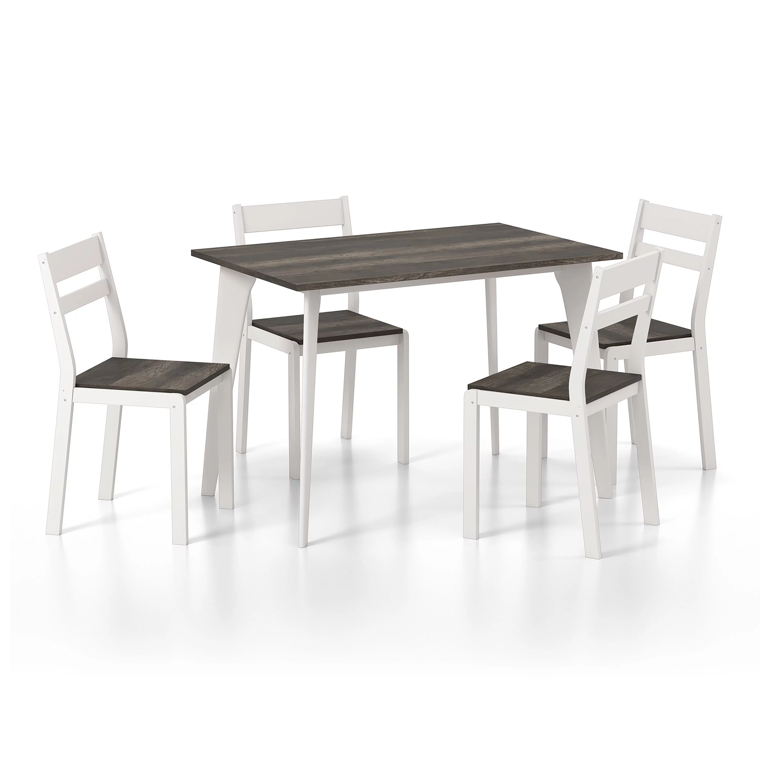 Furniture of America Royst 5-Piece Wood Dining Set, Gray and White