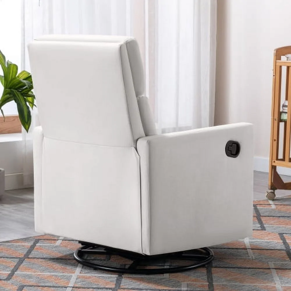 DremFaryoyo Modern Upholstered Rocker Nursery Chair Plush Seating Glider Swivel Recliner Chair  Tan