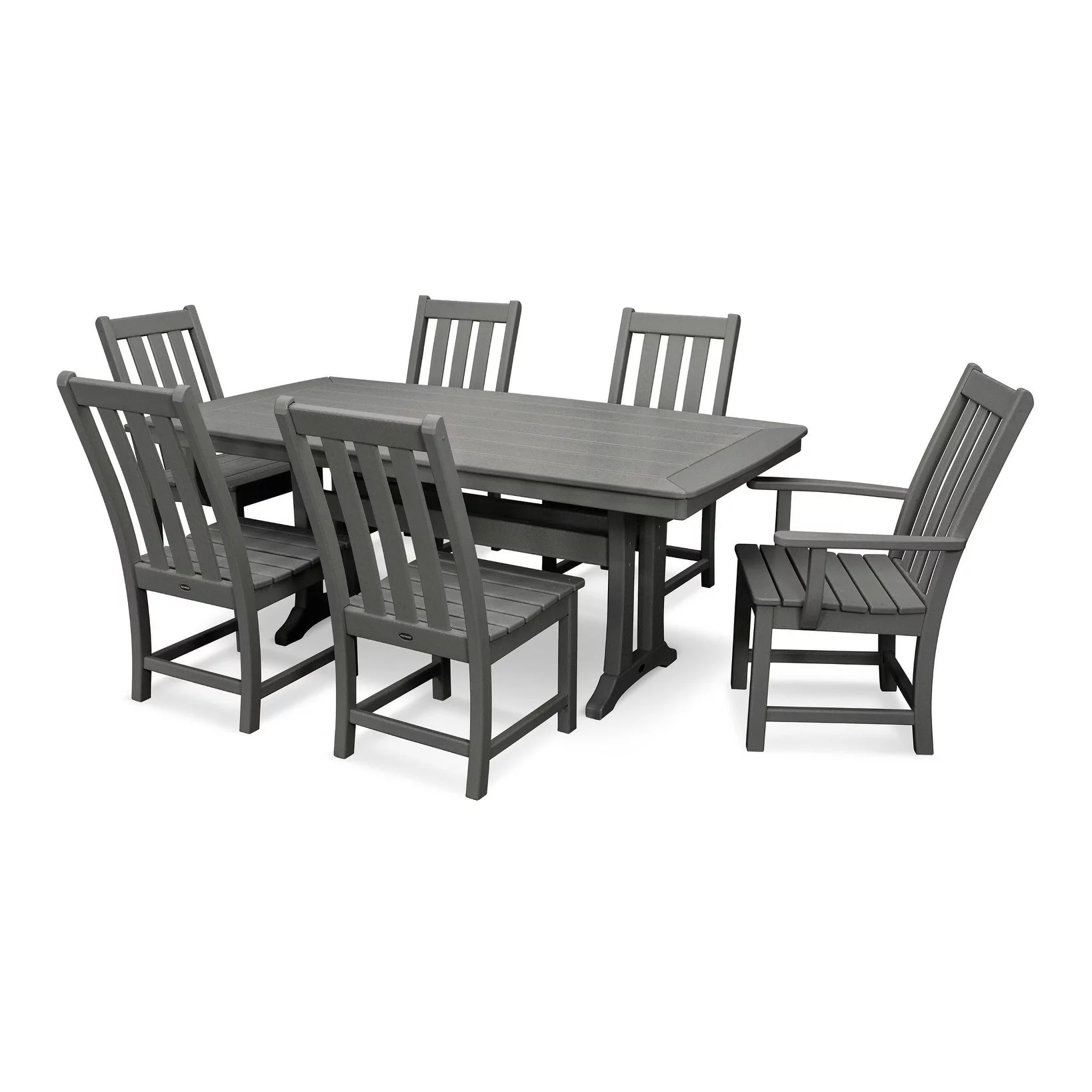 POLYWOOD Vineyard 7-Piece Nautical Trestle Dining Set in White