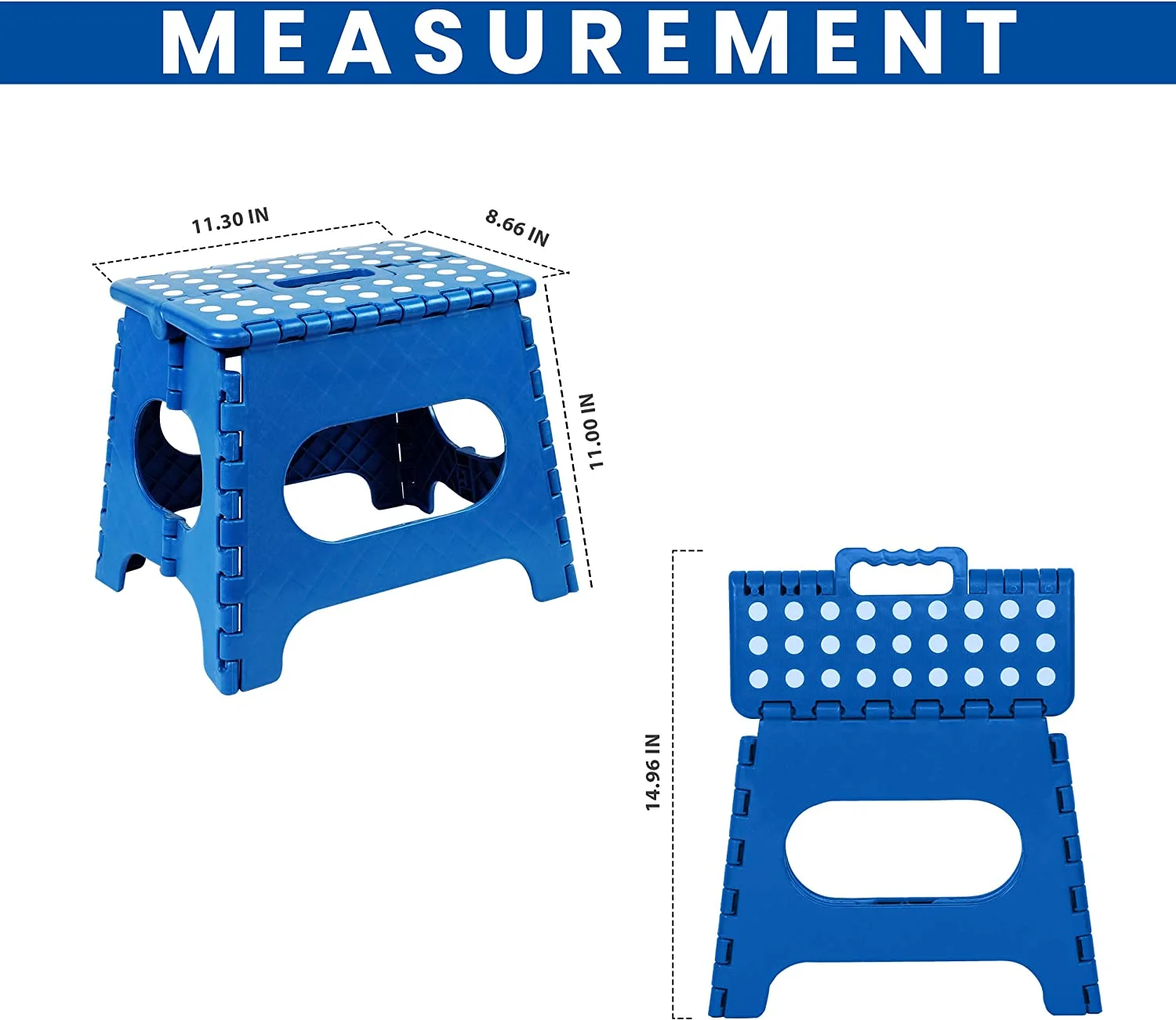 U-SHARE Folding Step Stool - (Pack of 12) Foot Stool with 11 Inch Height - Holds Up to 300 lbs - Lightweight Plastic Foldable Step Stool for Kids, Kitchen, Bathroom & Living Room (Blue)