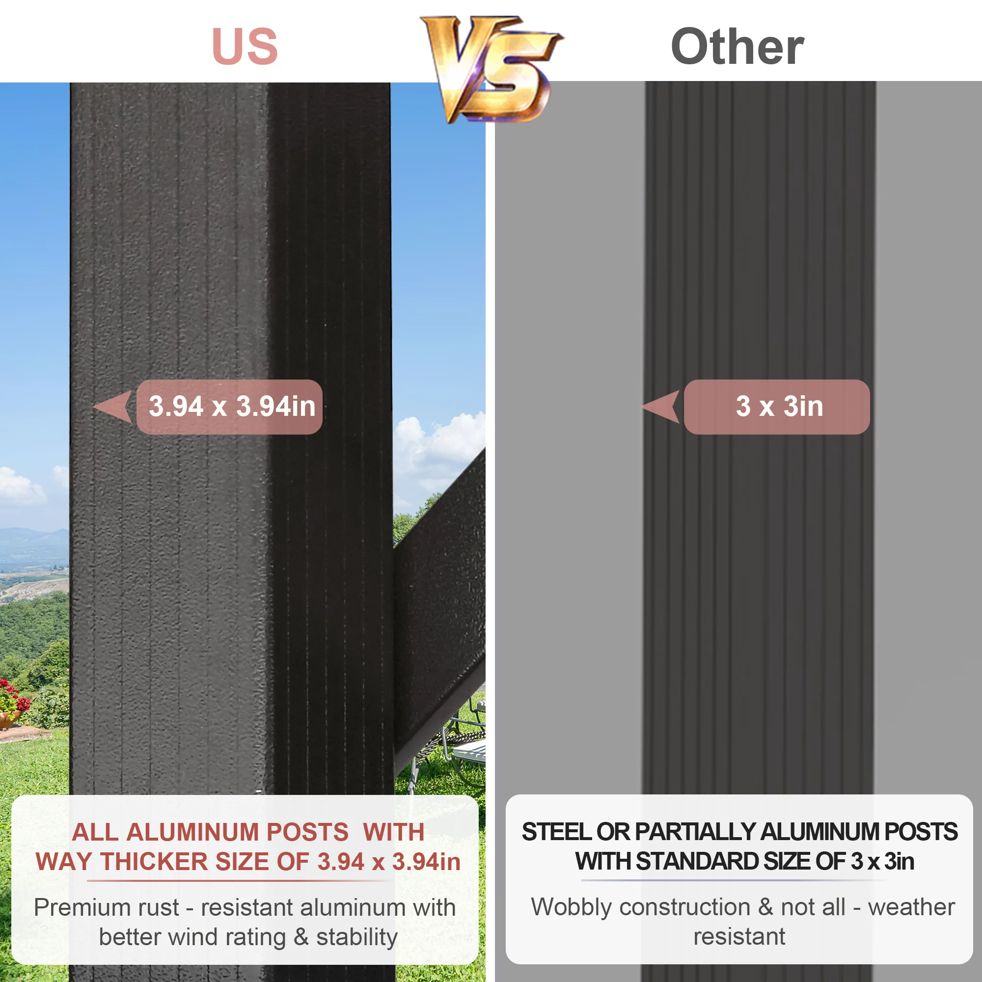 HOMREST 10x13 Outdoor Pergola with Retractable Canopy, Patio Aluminum Pergola Shade for Grill Gazebo Garden Backyard, Wine Red