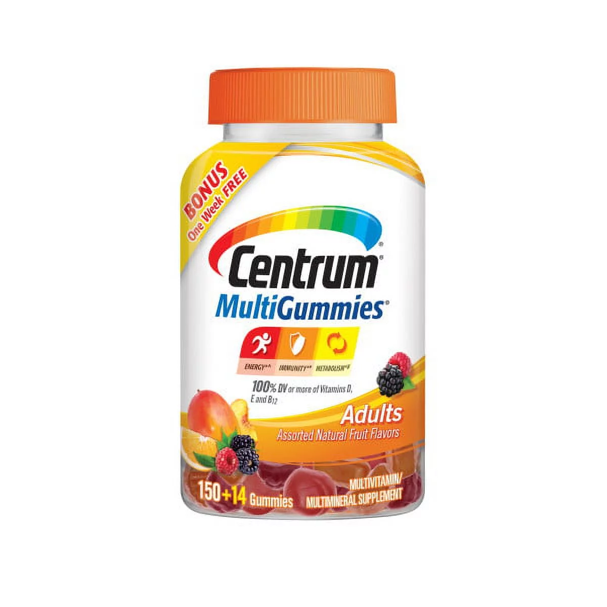 Centrum MultiGummies Adult Multivitamin/Multimineral Gluten-Free Supplement Gummies. Now better Tasting with 25% more nutrients, 150+14 Count