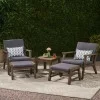 GDF Studio Avacyn Outdoor Acacia Wood 5 Piece Club Chair and Ottoman Chat Set with Cushions, Gray and Dark Gray
